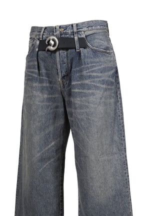 "D"BUCKLE SUPER WIDE DENIM PANTS / IND 