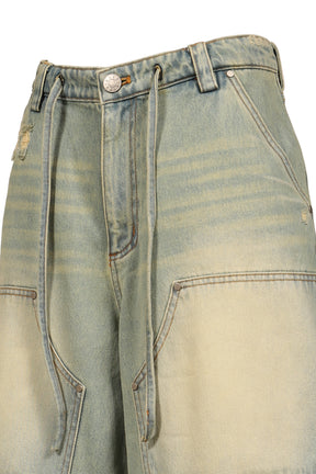BLUE DENIM CARGO SHORTS / BLU