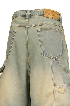 BLUE DENIM CARGO SHORTS / BLU