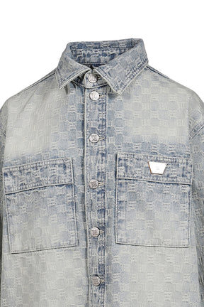 MONOGRAM OCEAN WASHED OVERSHIRT / PALE BLU