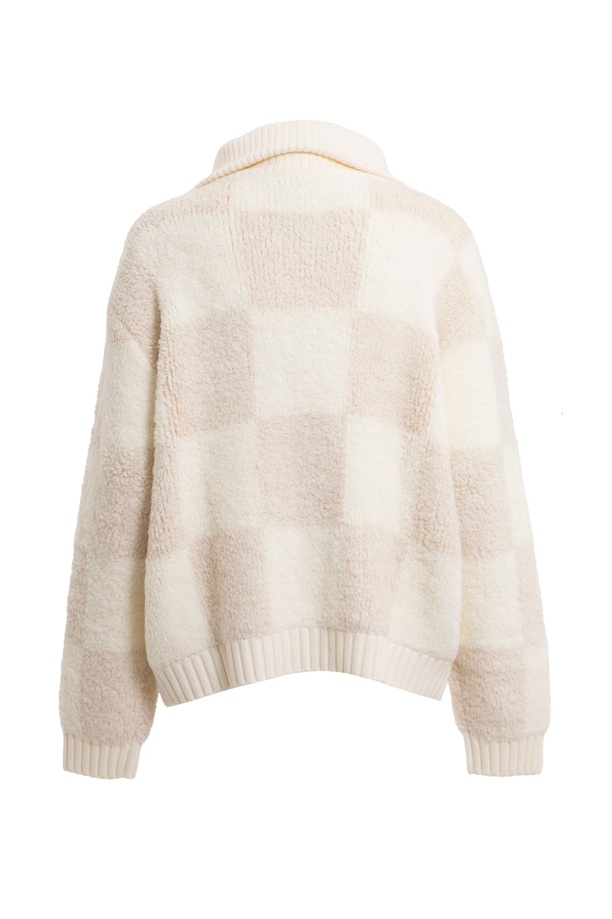 CHECKED BOUCLE CARDIGAN / WHT BEI
