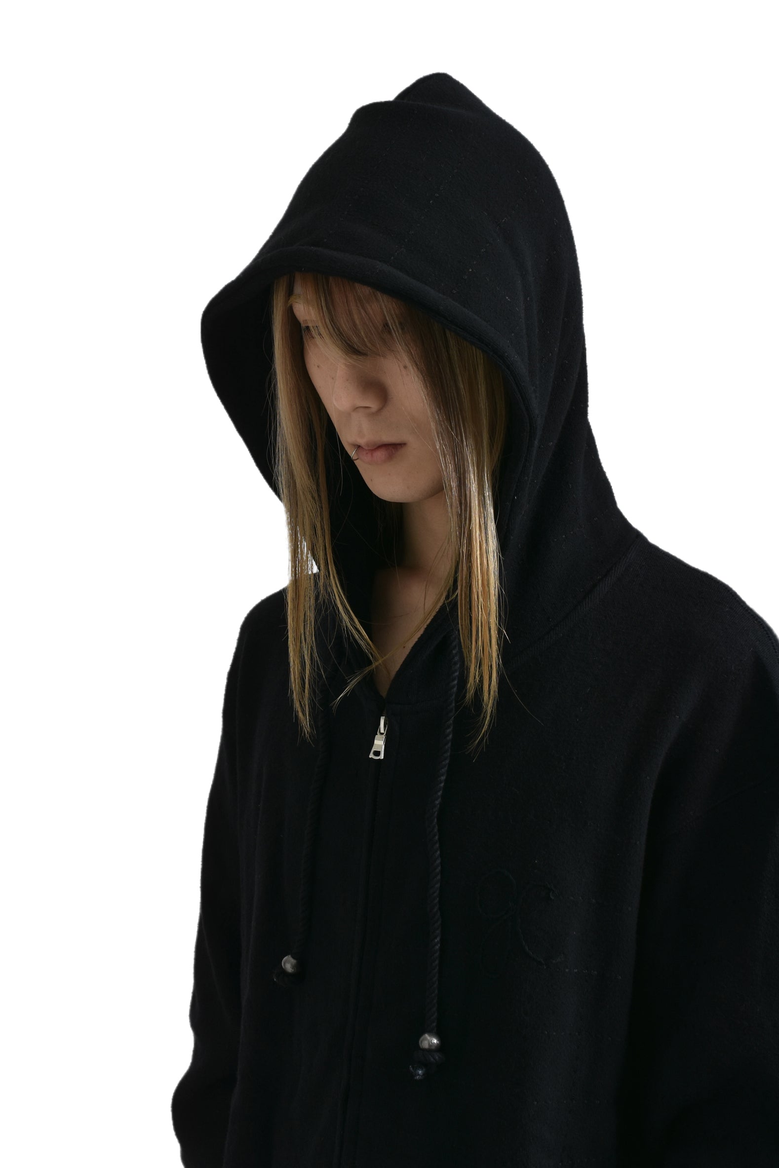 BLACK ZIP UP HOODIE / BLK