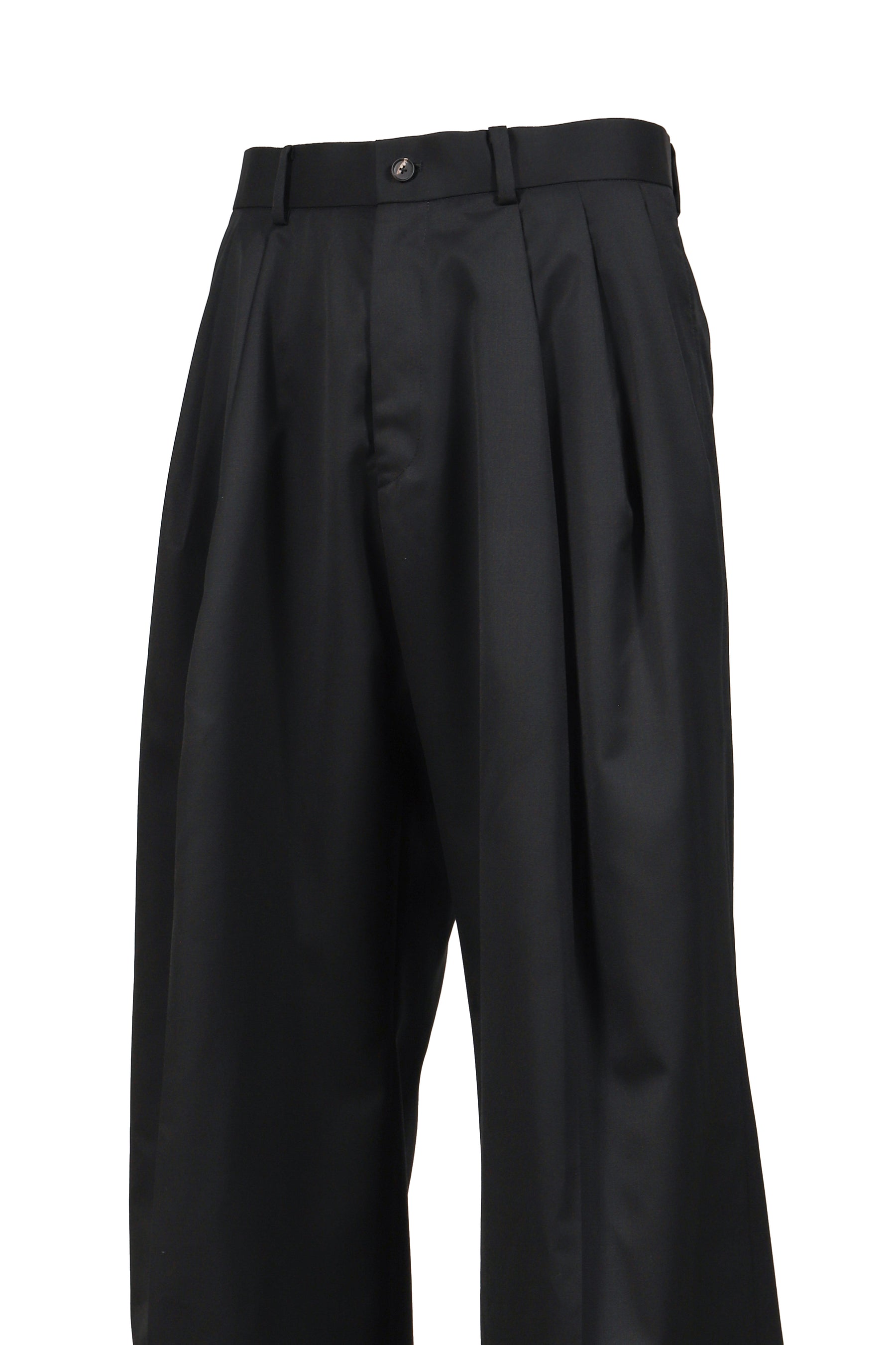 SUPER140 3TUCK BAGGY TROUSERS .14 / BLK