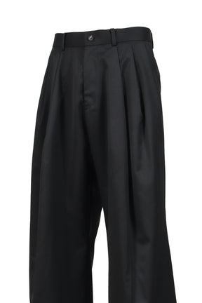 SUPER140 3TUCK BAGGY TROUSERS .14 / BLK