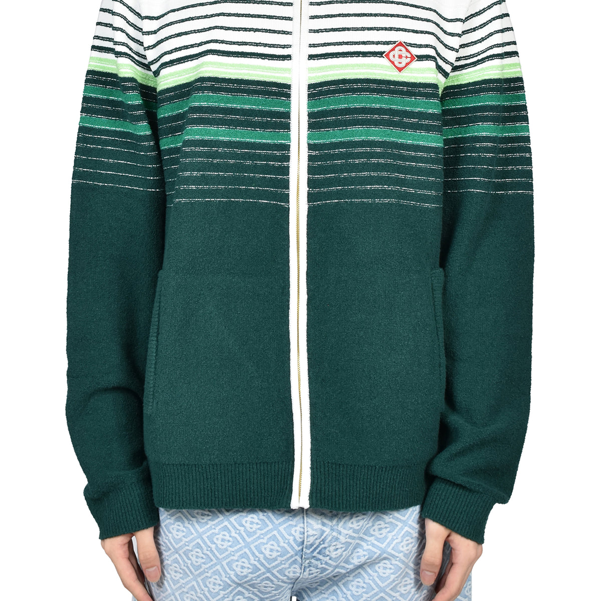 Casablanca カサブランカ FW26 BOUCLE STRIPE ZIP UP / GRN WHT