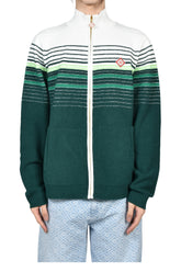 BOUCLE STRIPE ZIP UP / GRN WHT