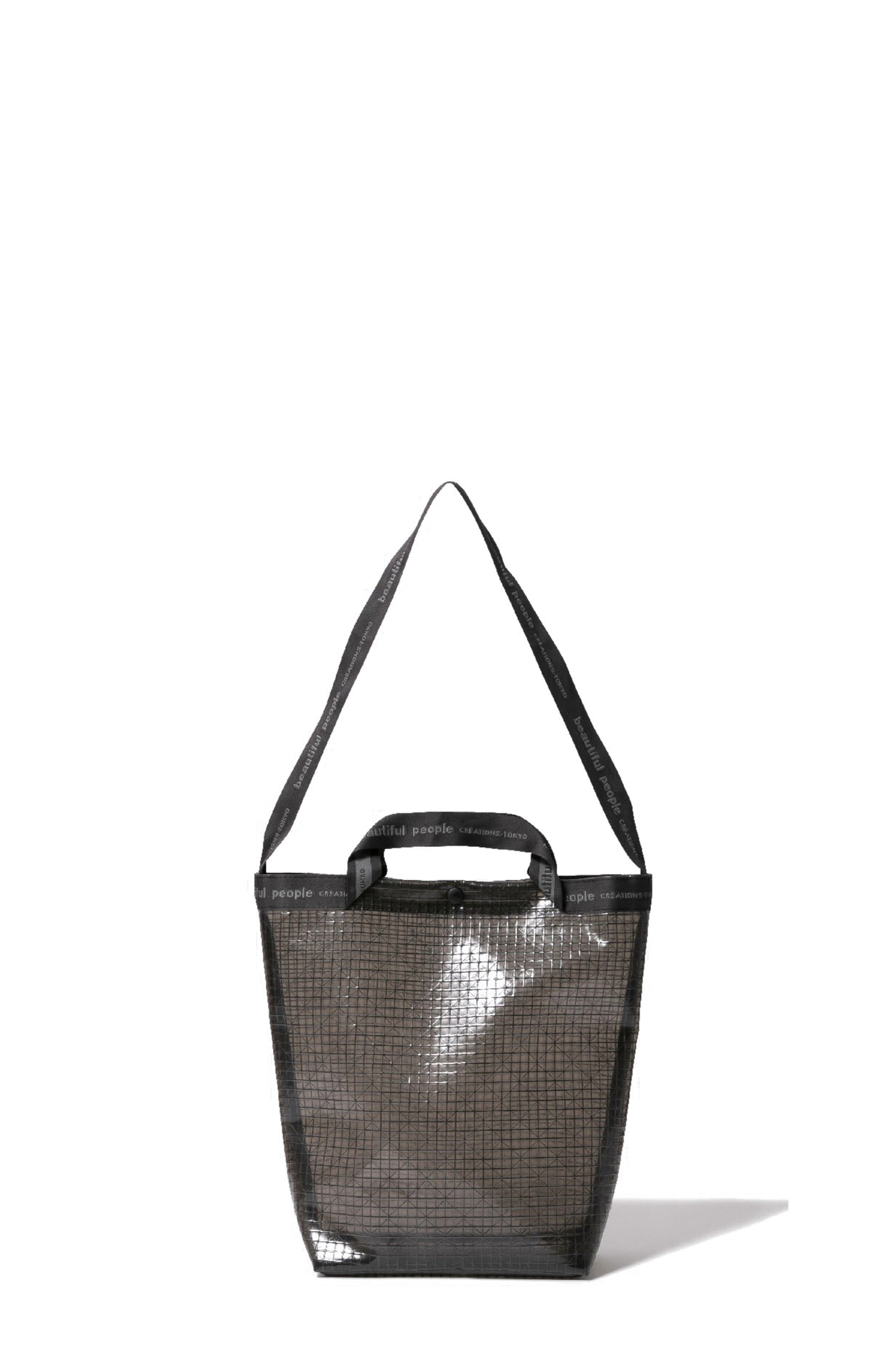 beautiful people PLAID VINYL LOGO TAPE SHOULDER BAG / BLK