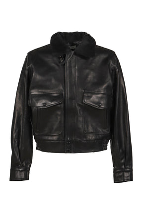 AVIATOR LEATHER JACKET / BLK