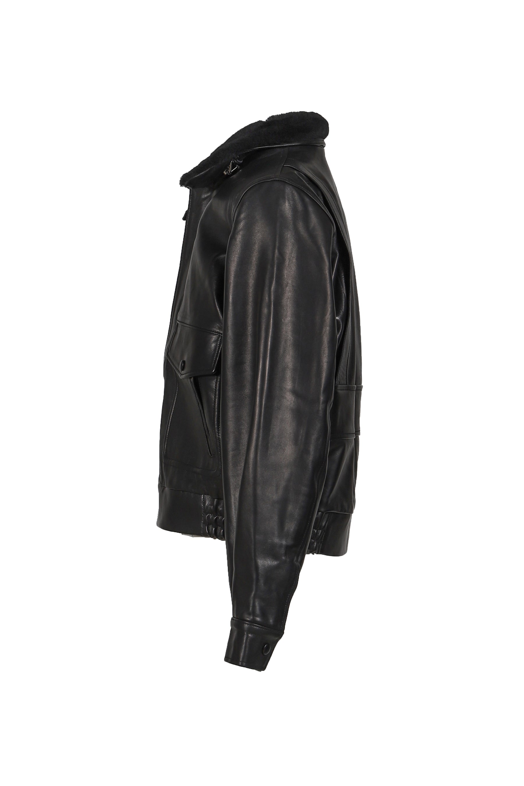 AVIATOR LEATHER JACKET / BLK