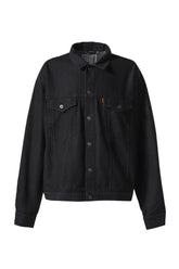 LABEL LOGO DENIM JACKET / BLK