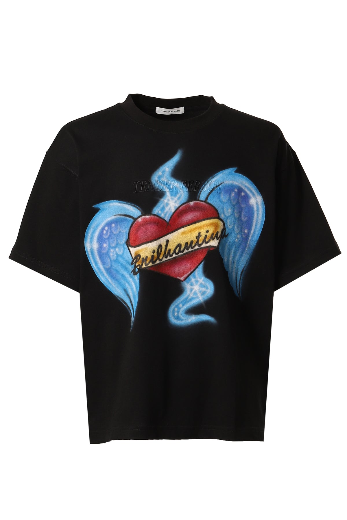 AIRBRUSHED ROCK HEART TEE / BLK