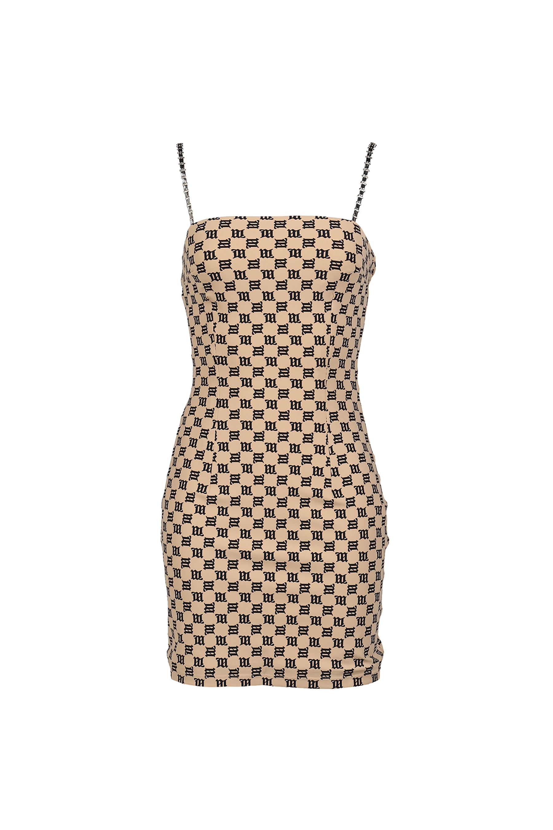 MONOGRAM SPAGHETTI MINI DRESS / BEI