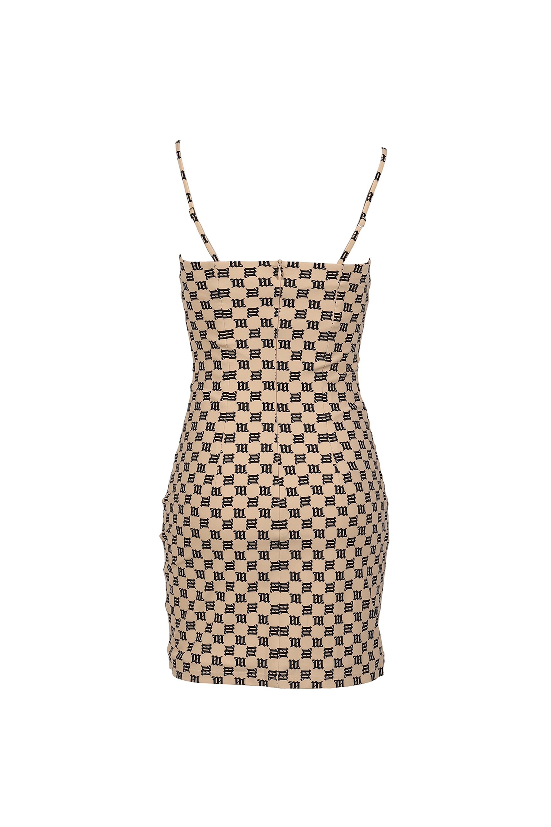MONOGRAM SPAGHETTI MINI DRESS / BEI