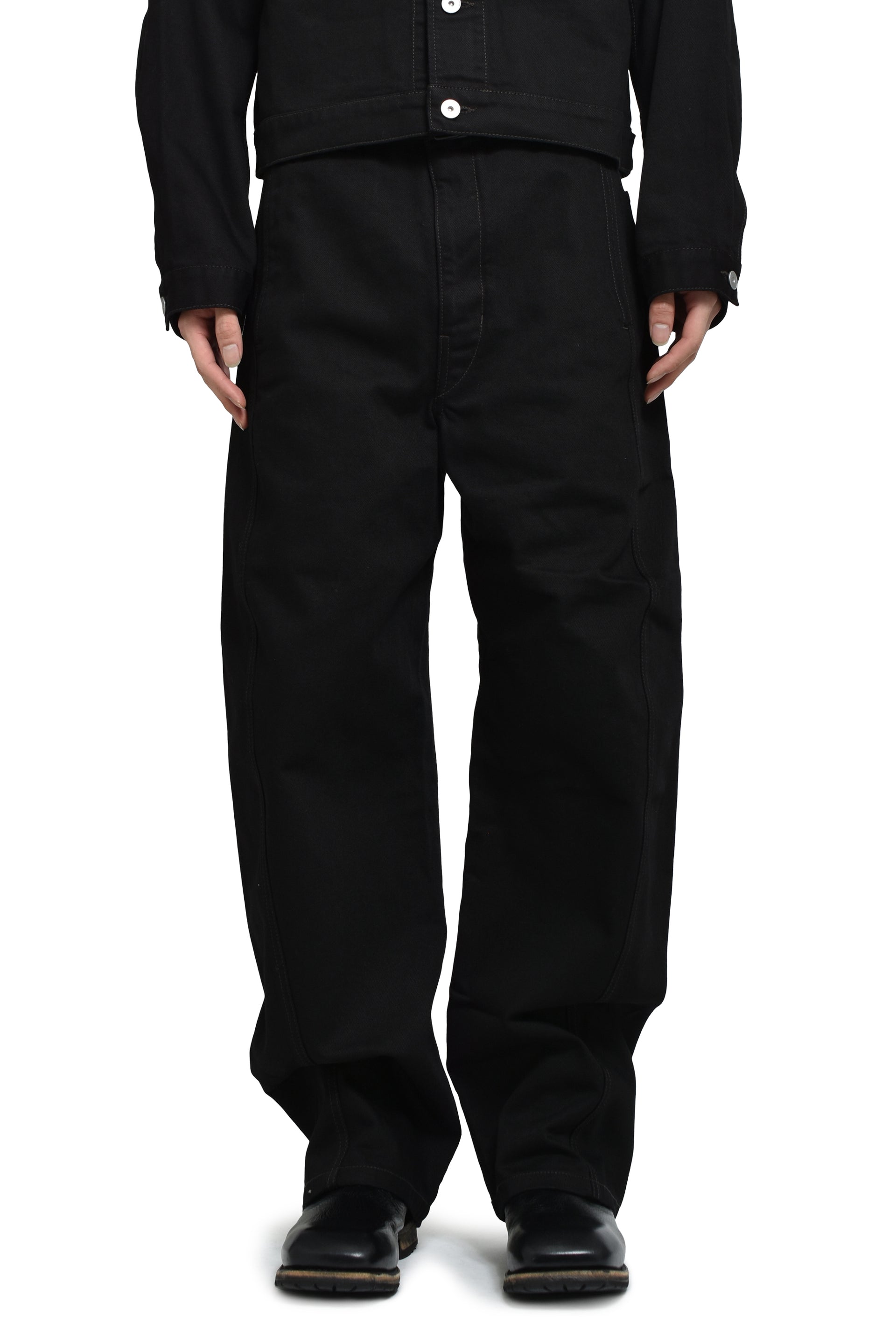 TWISTED BELTED PANTS / BLK