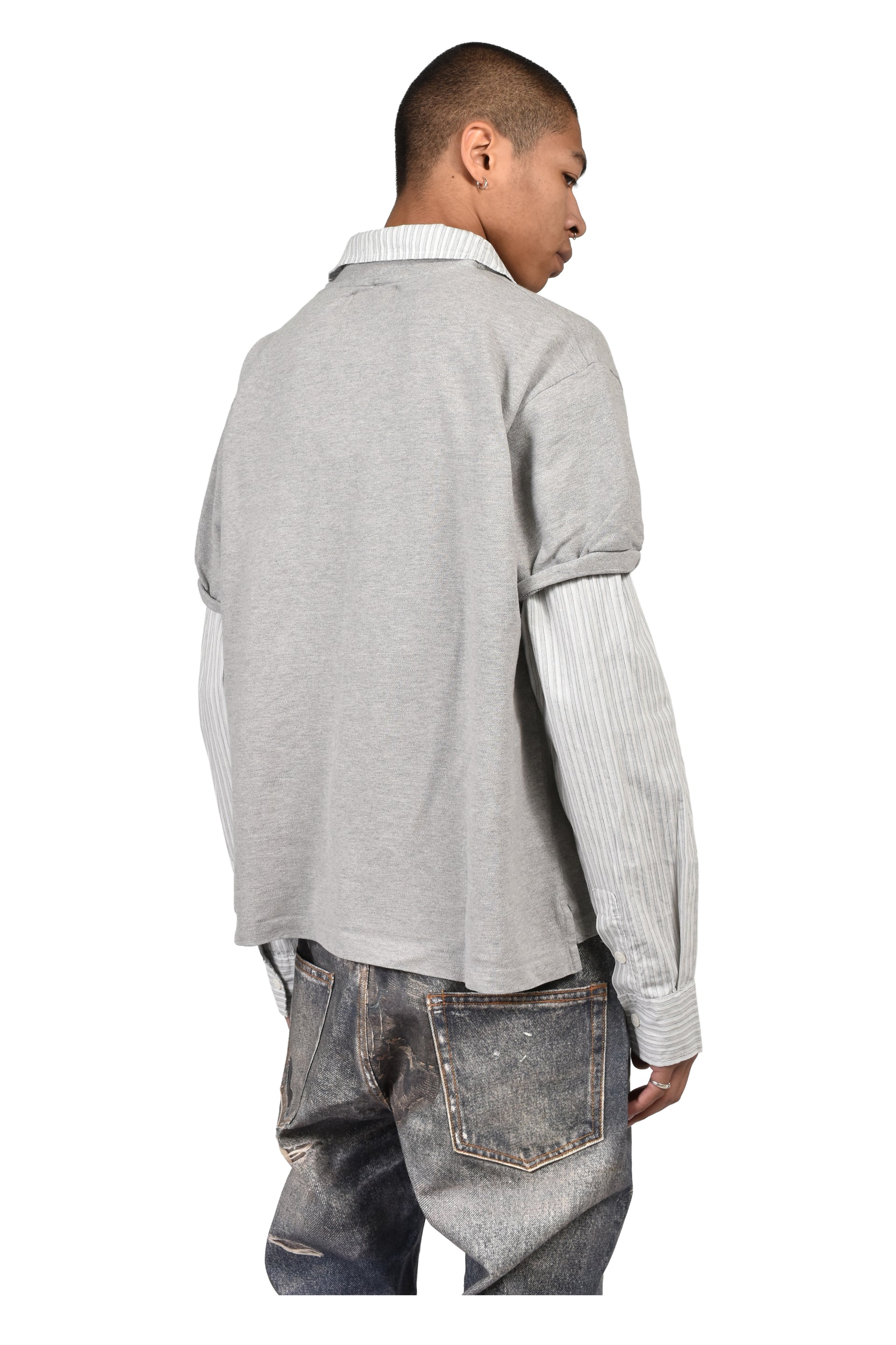 LAYERED POLO SHIRT / MELANGE GRY