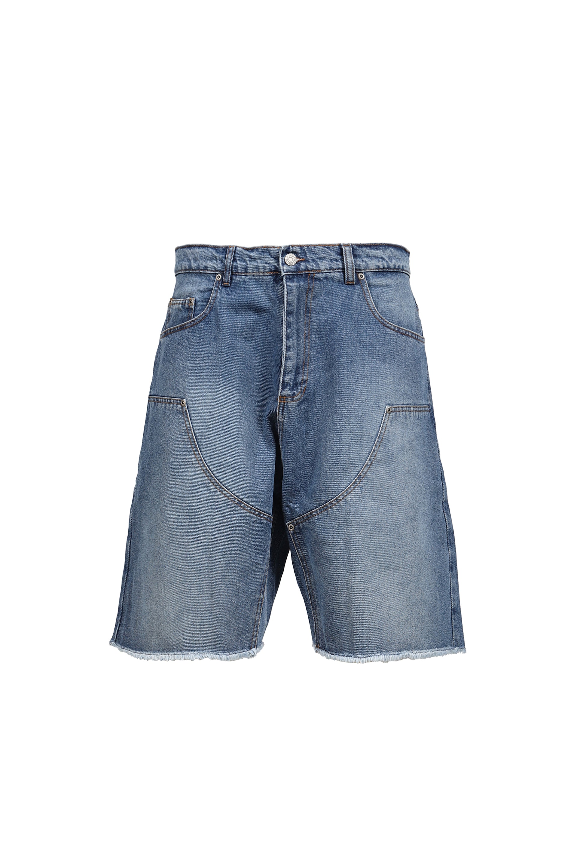 SUN DYED DOUBLE KNEE BAGGY DENIM SHORTS WOVEN / LT. BLU