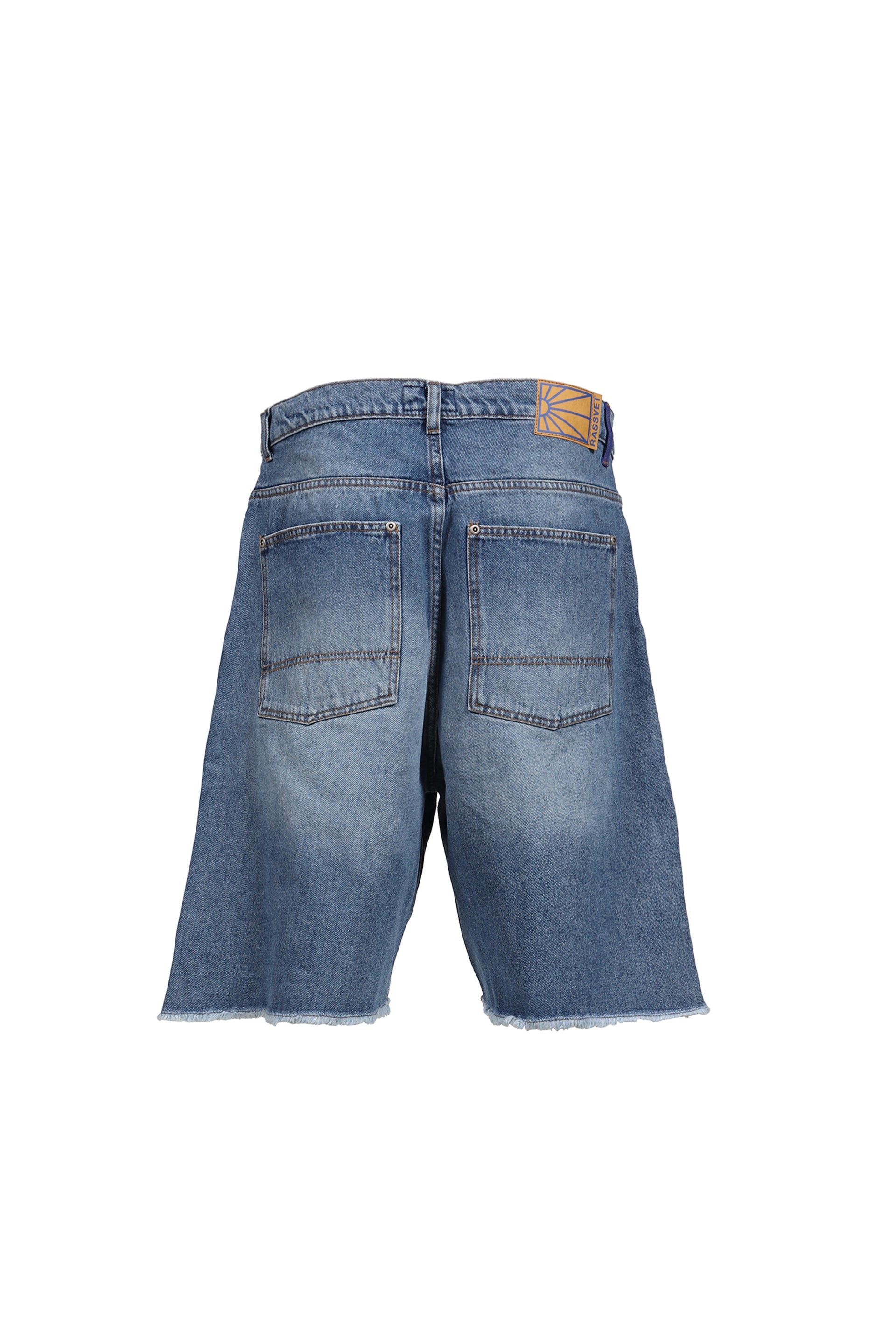 SUN DYED DOUBLE KNEE BAGGY DENIM SHORTS WOVEN / LT. BLU