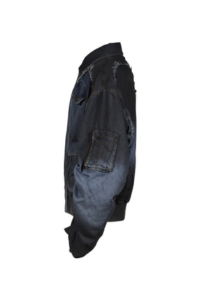 FenG CHen WANG SS26 INDIGO GRADIENT DENIM JACKET / BLU-BLK - NUBIAN