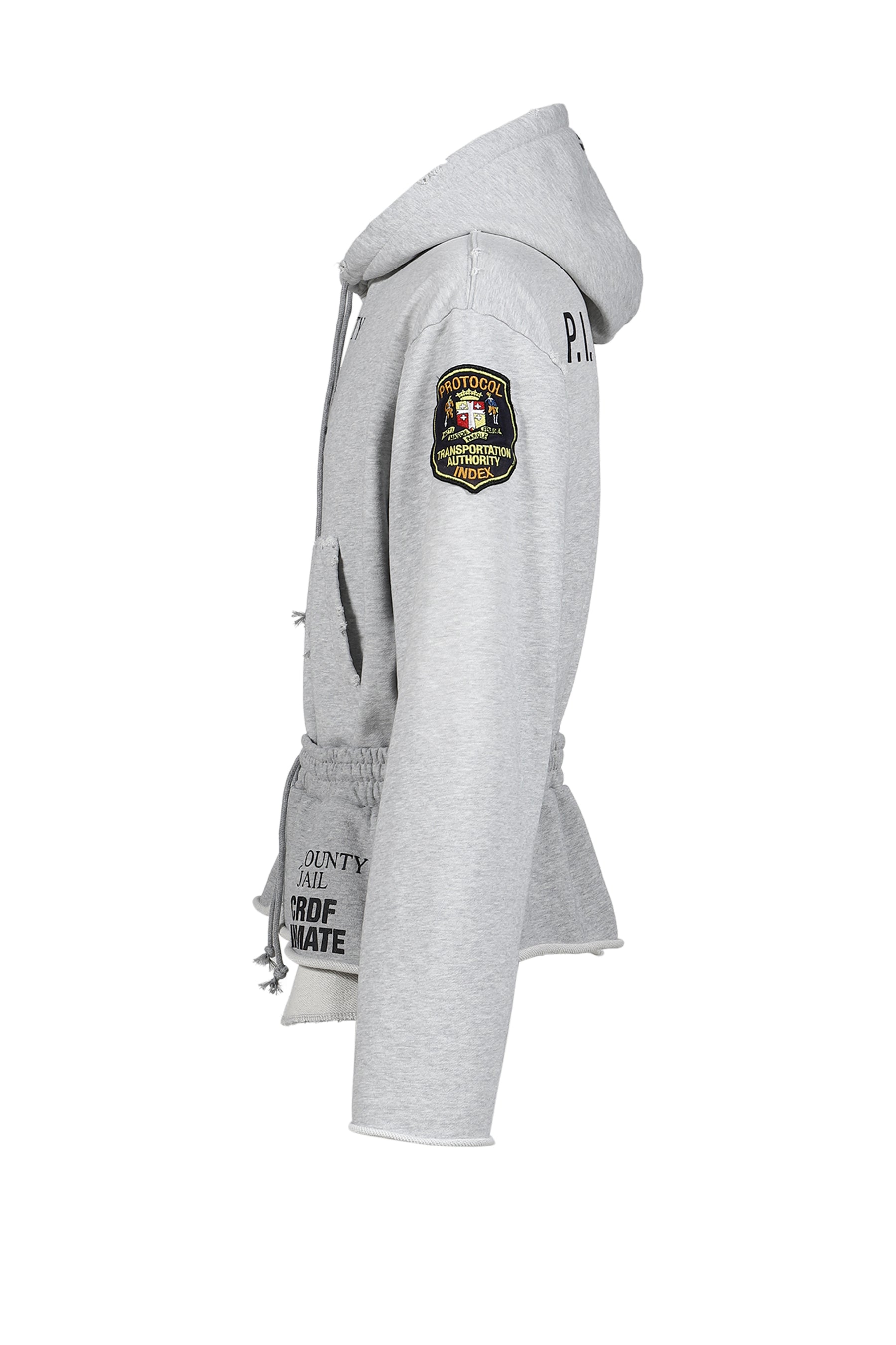 HYBRID SWEAT PANTS HOODIE / MELANGE GRY