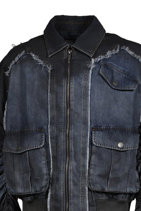 FenG CHen WANG SS26 INDIGO GRADIENT DENIM JACKET / BLU-BLK - NUBIAN
