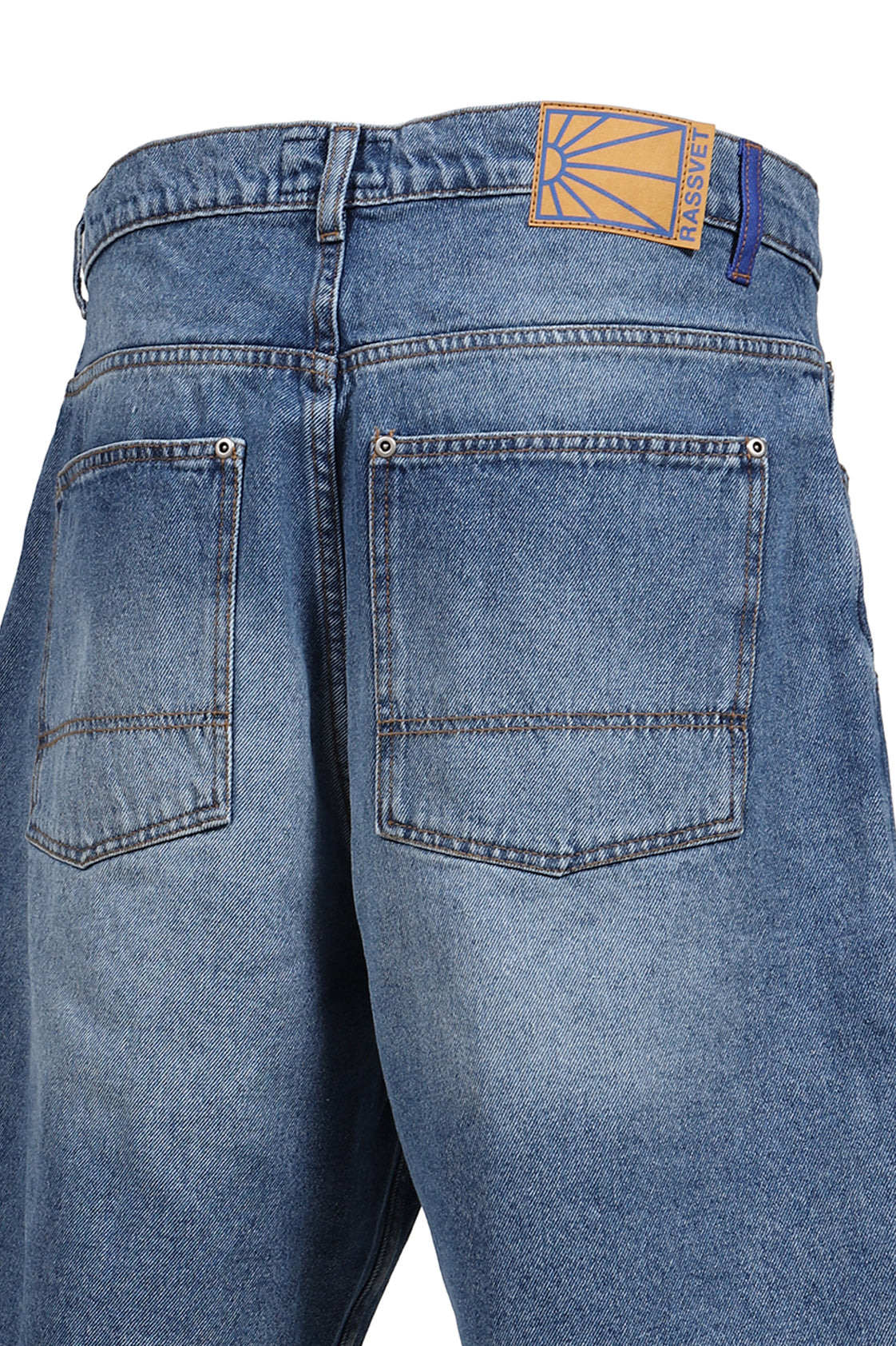 SUN DYED DOUBLE KNEE BAGGY DENIM SHORTS WOVEN / LT. BLU