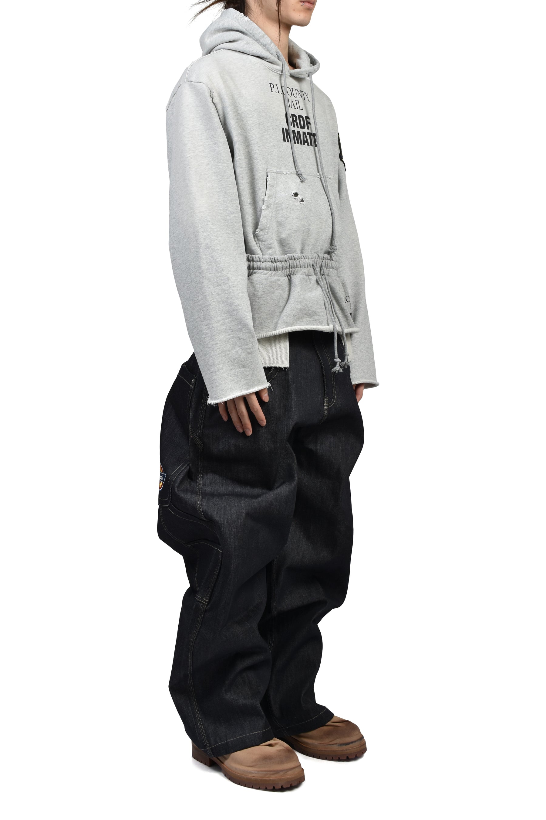 HYBRID SWEAT PANTS HOODIE / MELANGE GRY