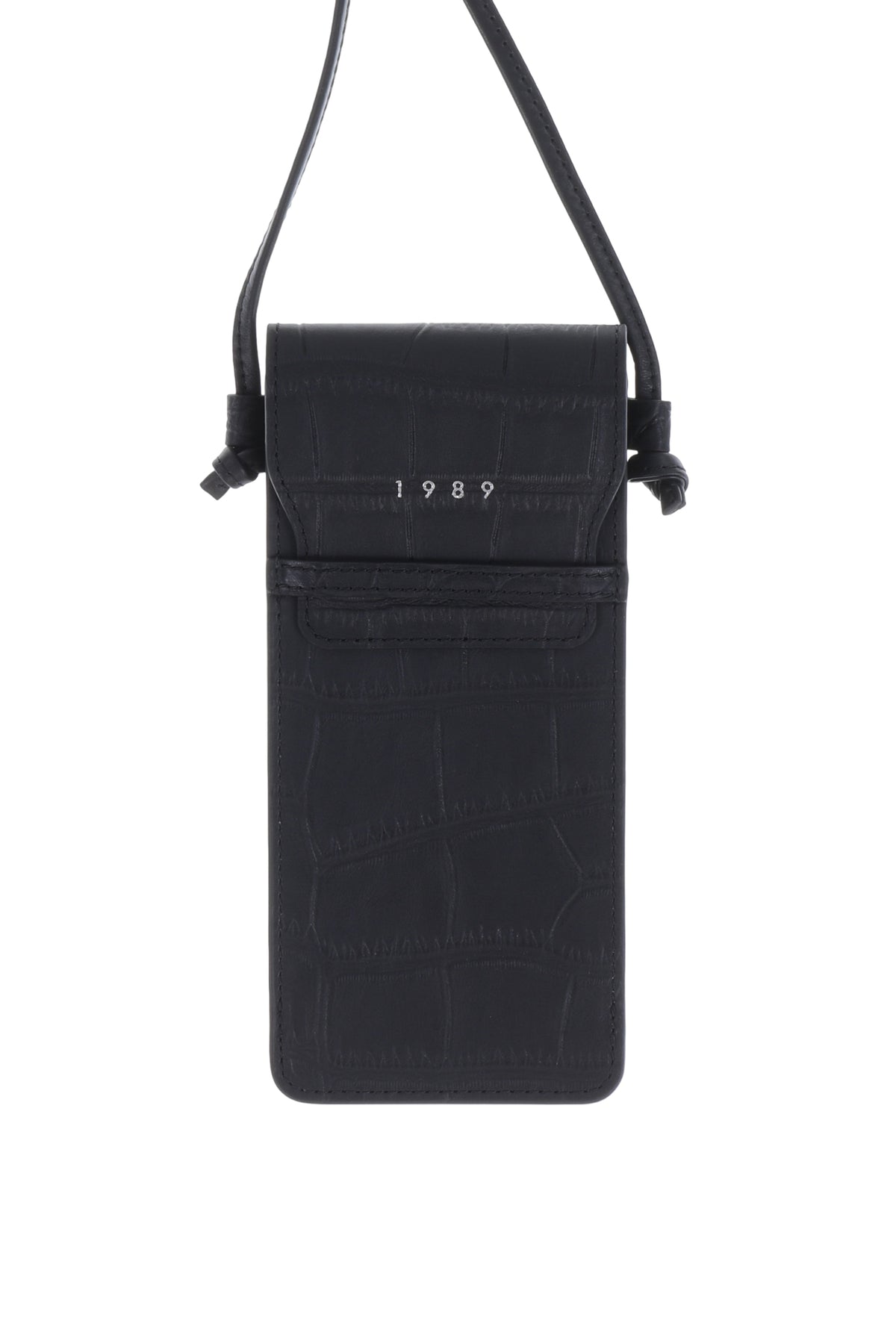 1989 CROCO EMBOSSED LOGO PHONE POUCH / BLK