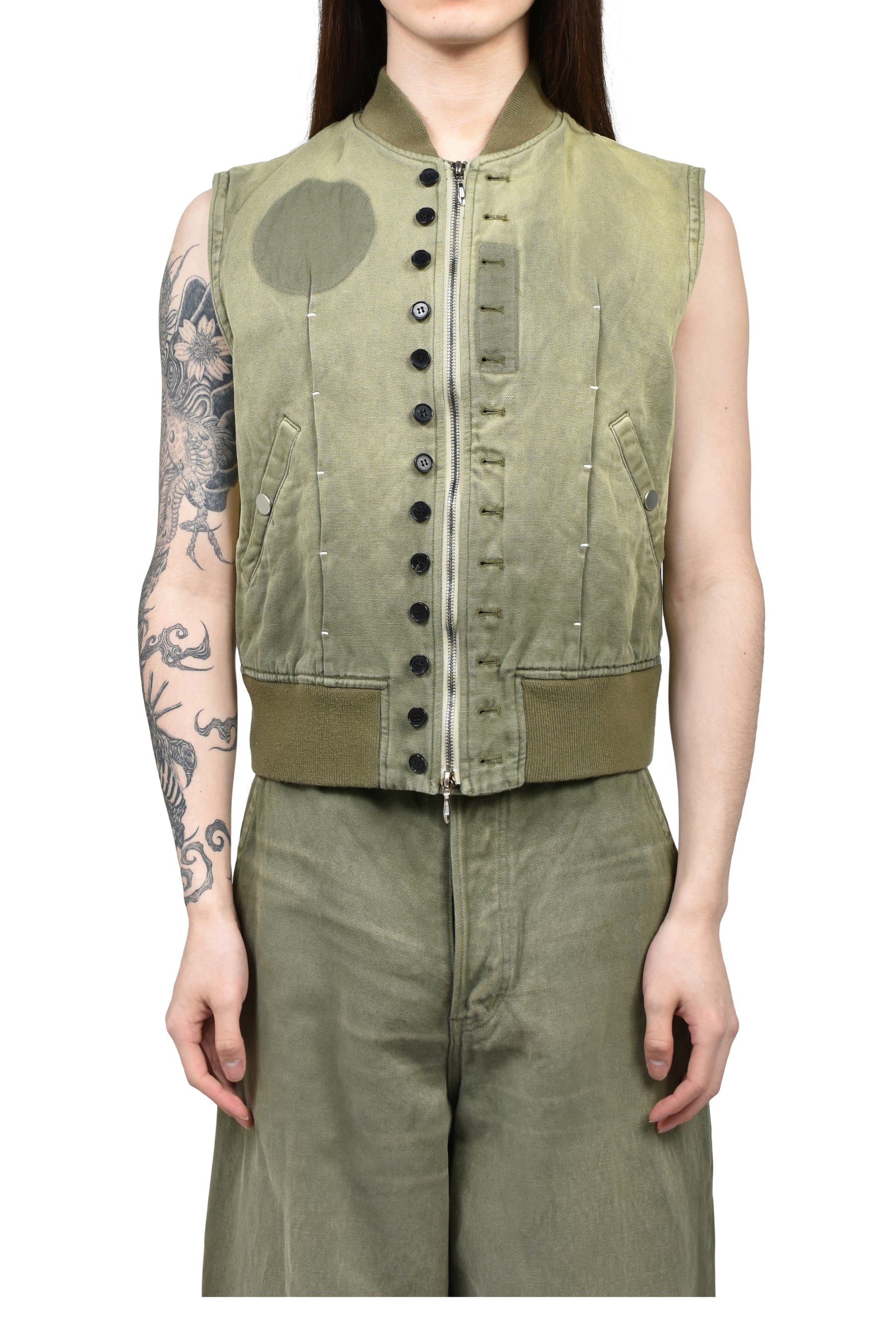 VICTORIAN BOMBER VEST / SAGE GRN