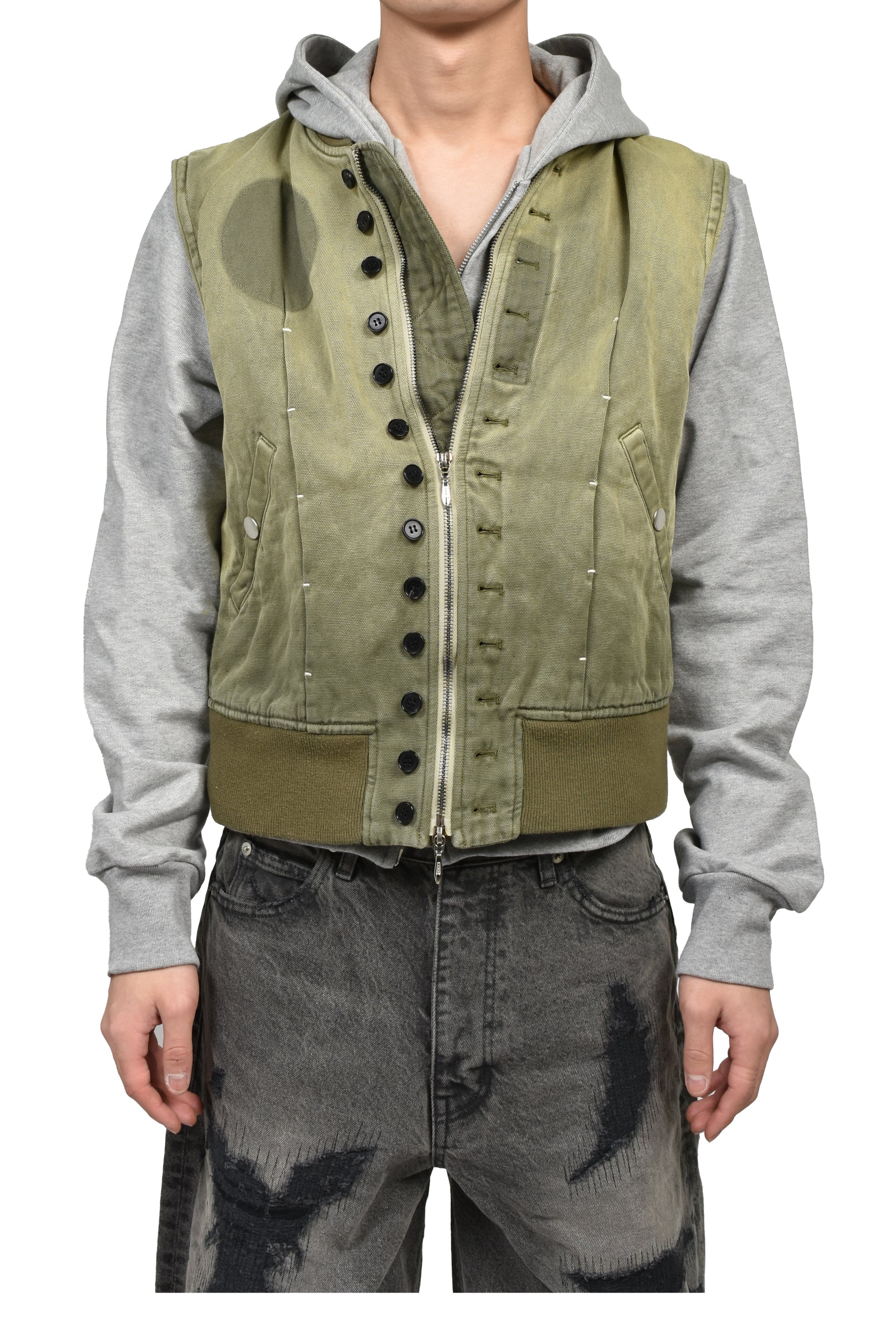 VICTORIAN BOMBER VEST / SAGE GRN