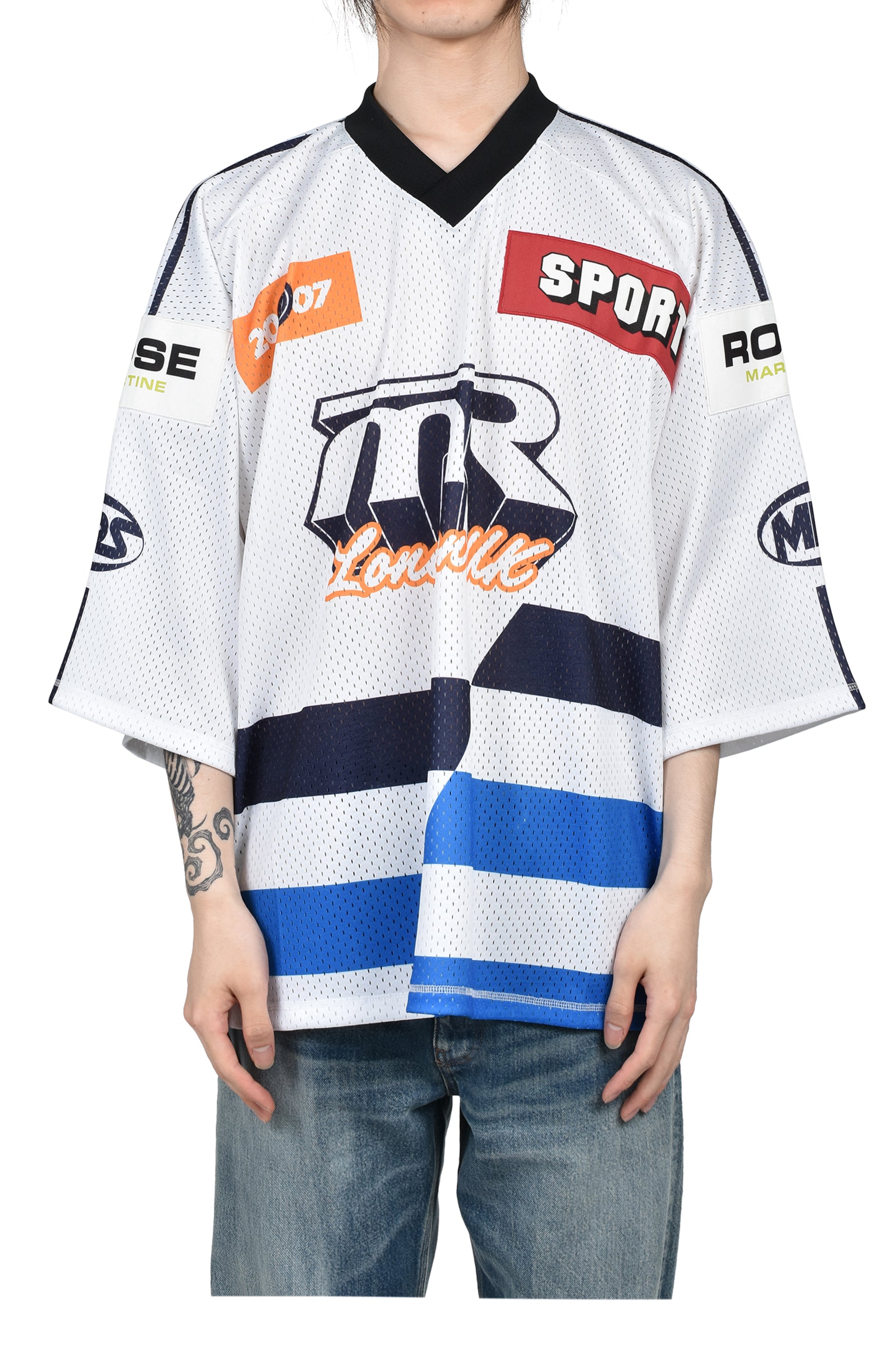OVERSIZED HOCKEY TOP / WHT BLU WHT