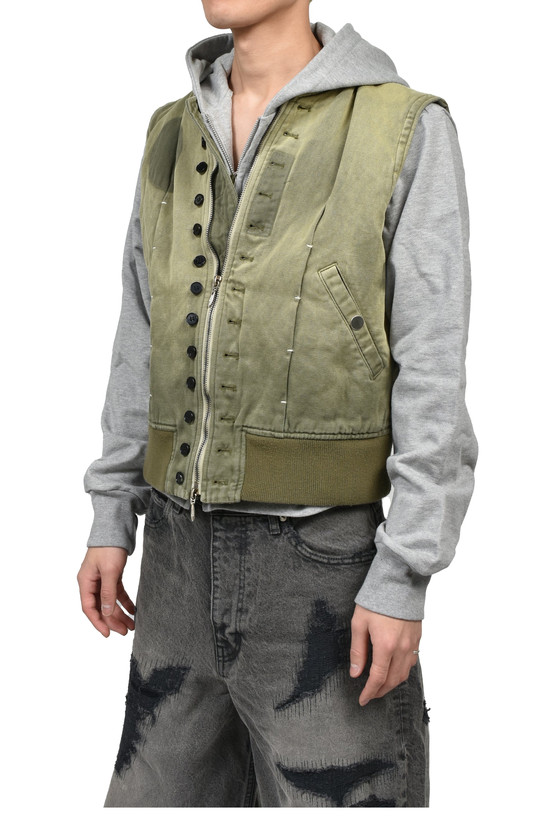 VICTORIAN BOMBER VEST / SAGE GRN