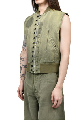 VICTORIAN BOMBER VEST / SAGE GRN