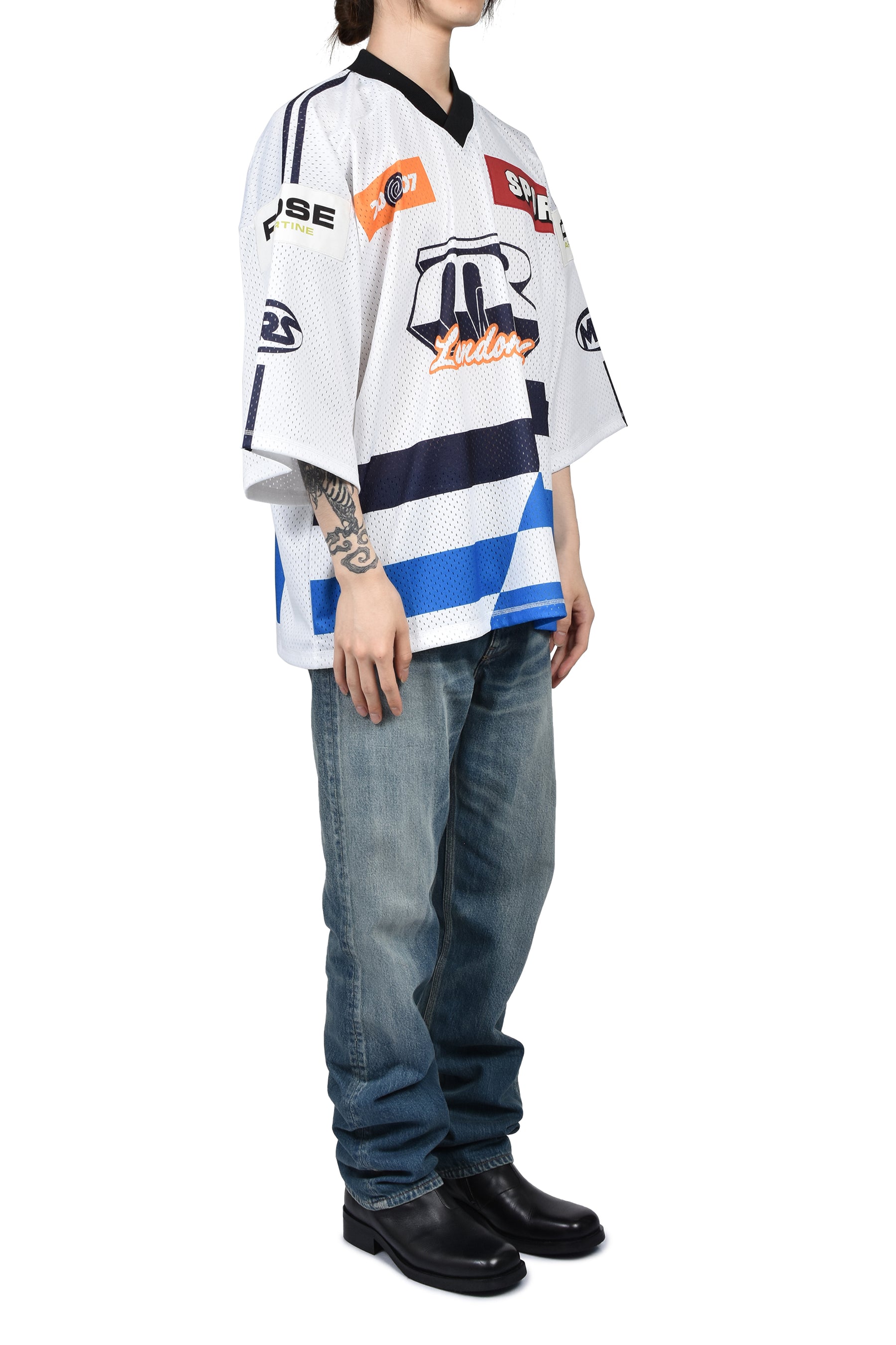 OVERSIZED HOCKEY TOP / WHT BLU WHT