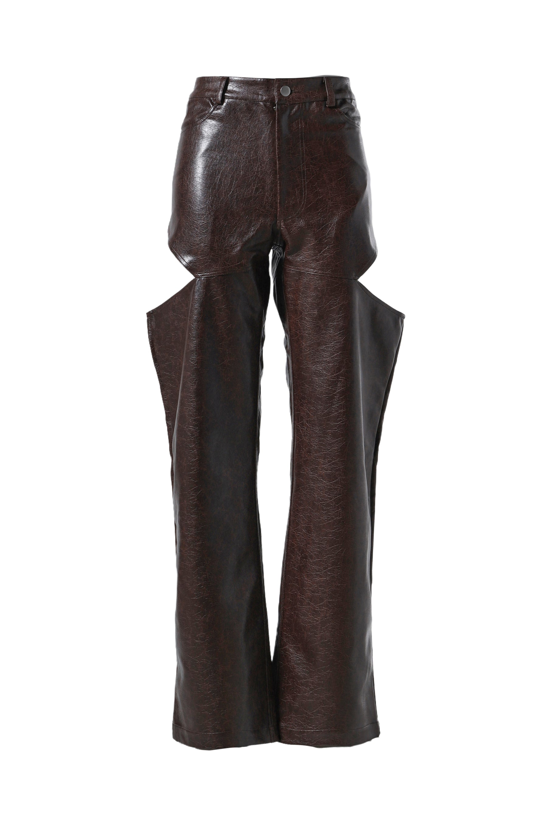 SIDE SLIT LEATHER PANTS