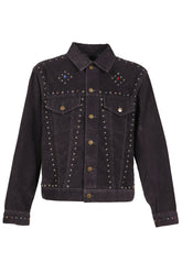 STUDDED JEAN JACKET - 14W CORDUROY / BLK 