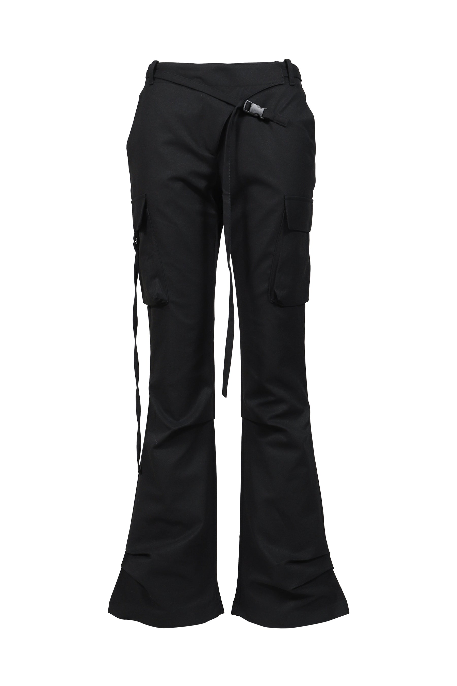 HEMLINE TUCK CARGO PANTS / BLK
