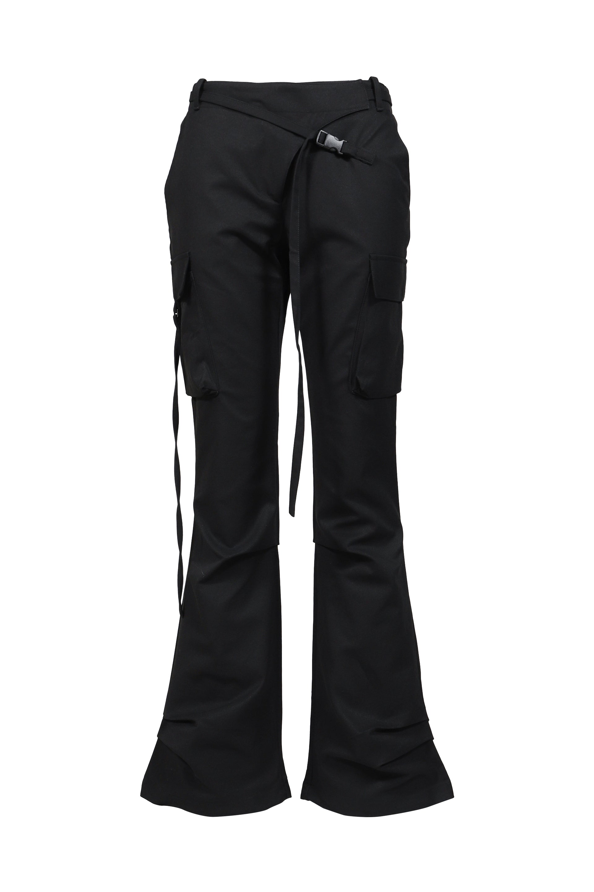 HEMLINE TUCK CARGO PANTS / BLK