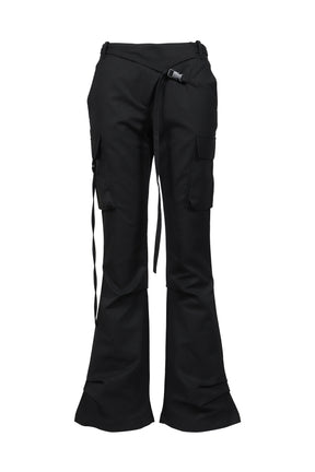 HEMLINE TUCK CARGO PANTS / BLK