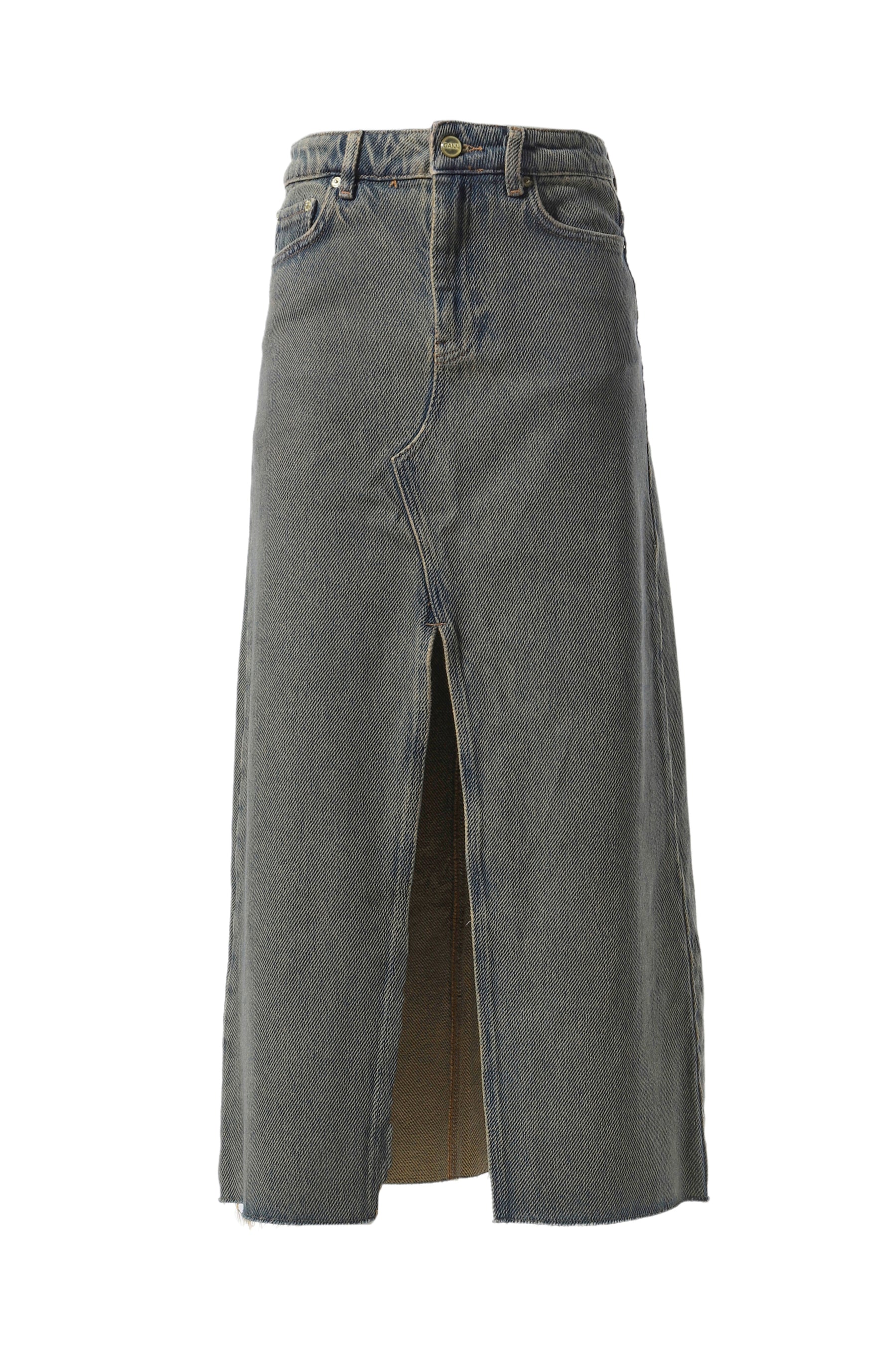 OVERDYED HEAVY DENIM MAXI SKIRT / BRW