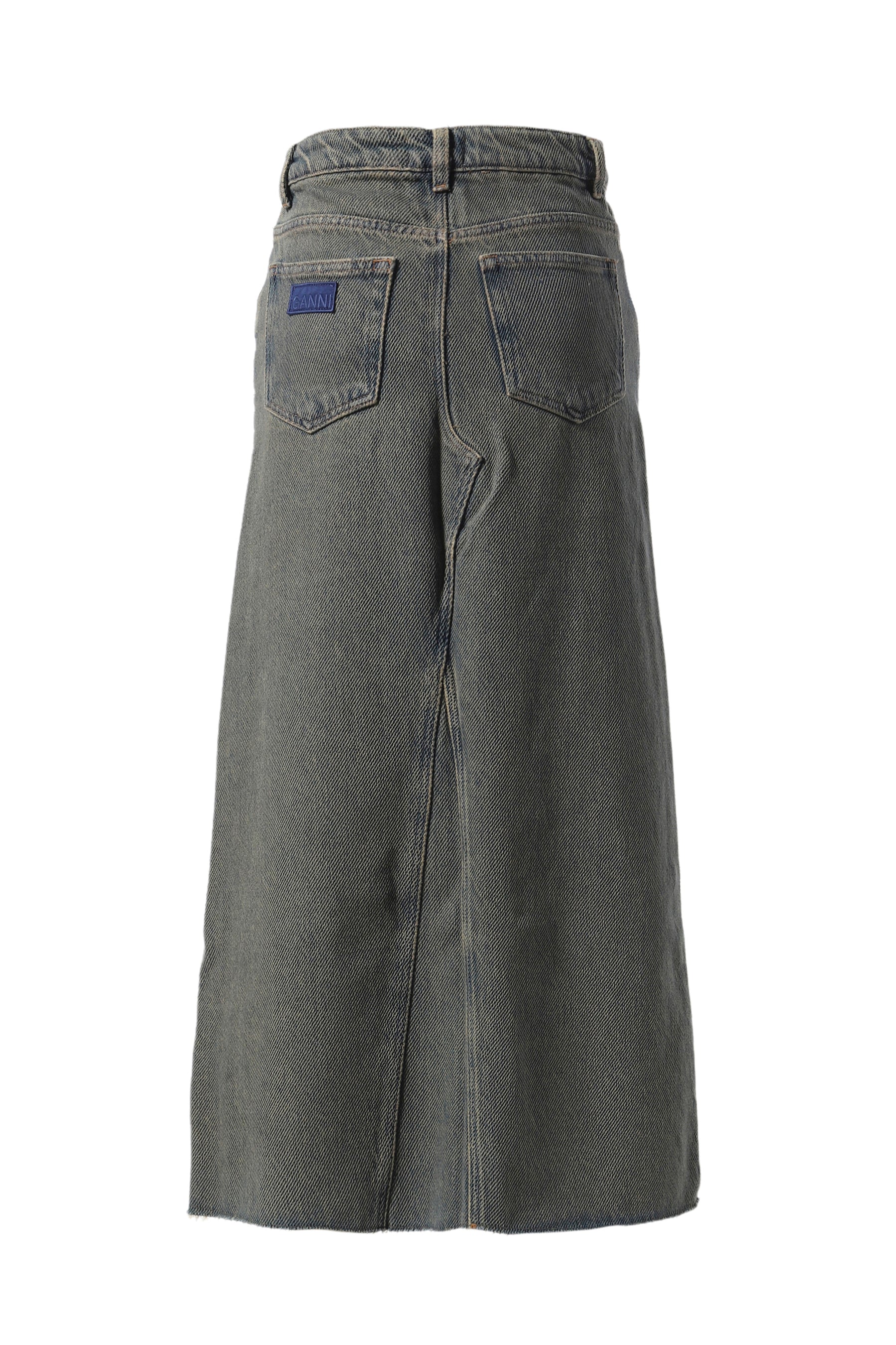 OVERDYED HEAVY DENIM MAXI SKIRT / BRW