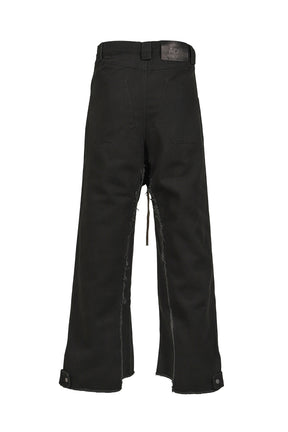 RAW EDGE BAGGY JEANS / WASHED BLK