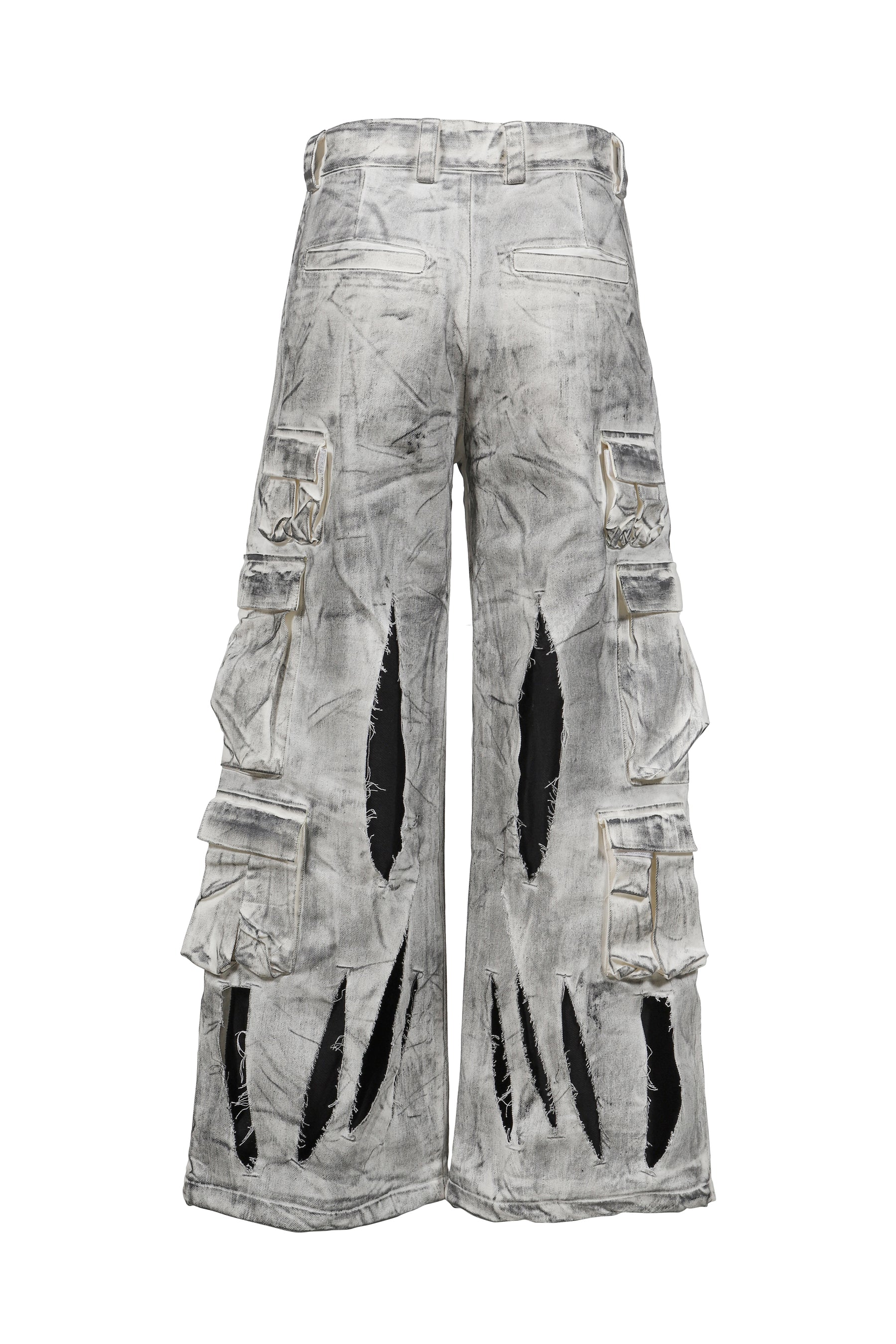 WAXED WHITE CARGO TROUSERS / WHT