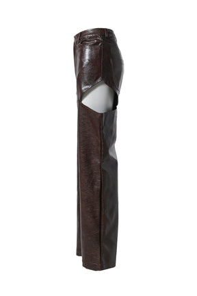 SIDE SLIT LEATHER PANTS