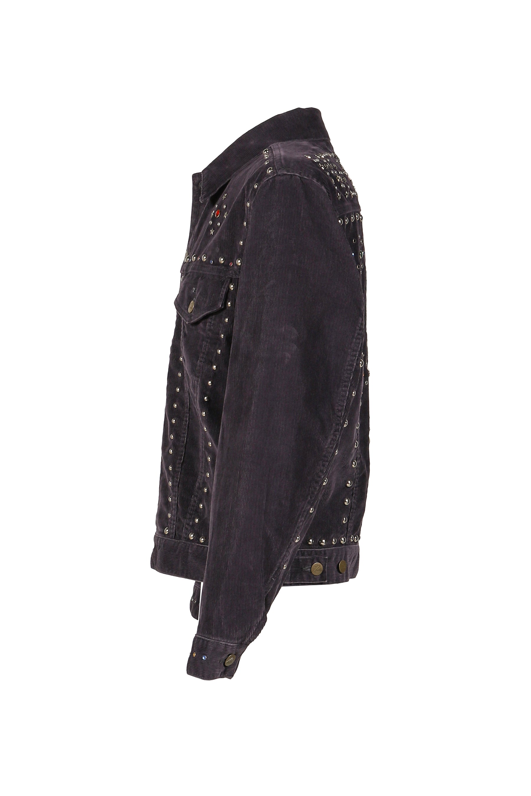 STUDDED JEAN JACKET - 14W CORDUROY / BLK 