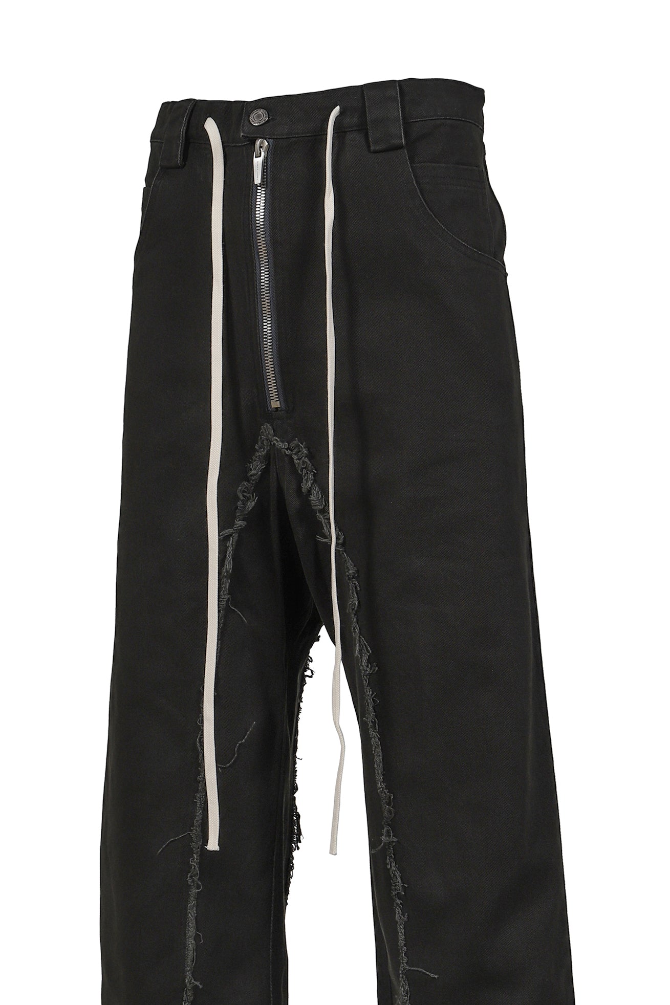 RAW EDGE BAGGY JEANS / WASHED BLK