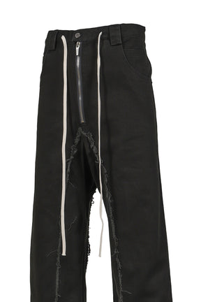 RAW EDGE BAGGY JEANS / WASHED BLK