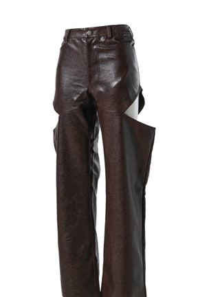 SIDE SLIT LEATHER PANTS