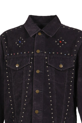 STUDDED JEAN JACKET - 14W CORDUROY / BLK 