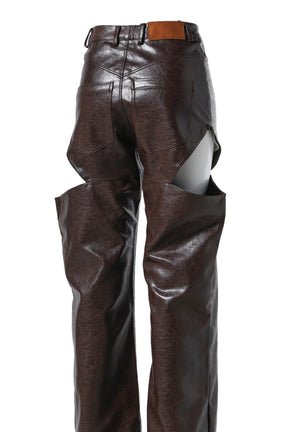 SIDE SLIT LEATHER PANTS