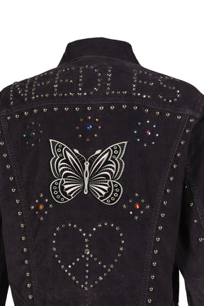 STUDDED JEAN JACKET - 14W CORDUROY / BLK 